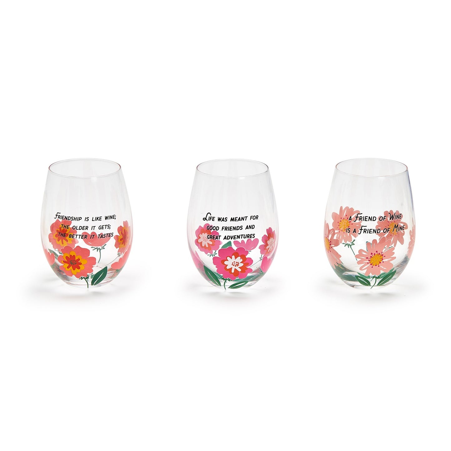 Friendship Stemless Wine Glass with Wish Bracelet Two's Company