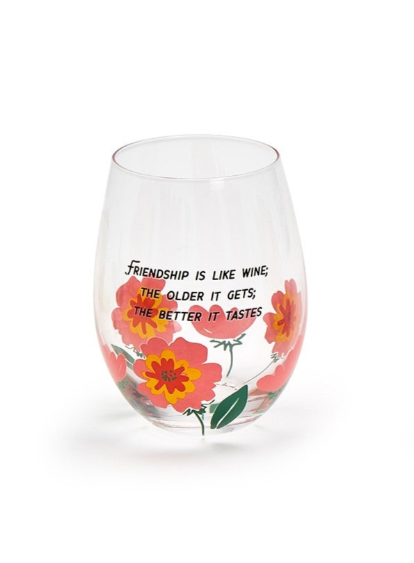 Friendship Stemless Wine Glass with Wish Bracelet Two's Company