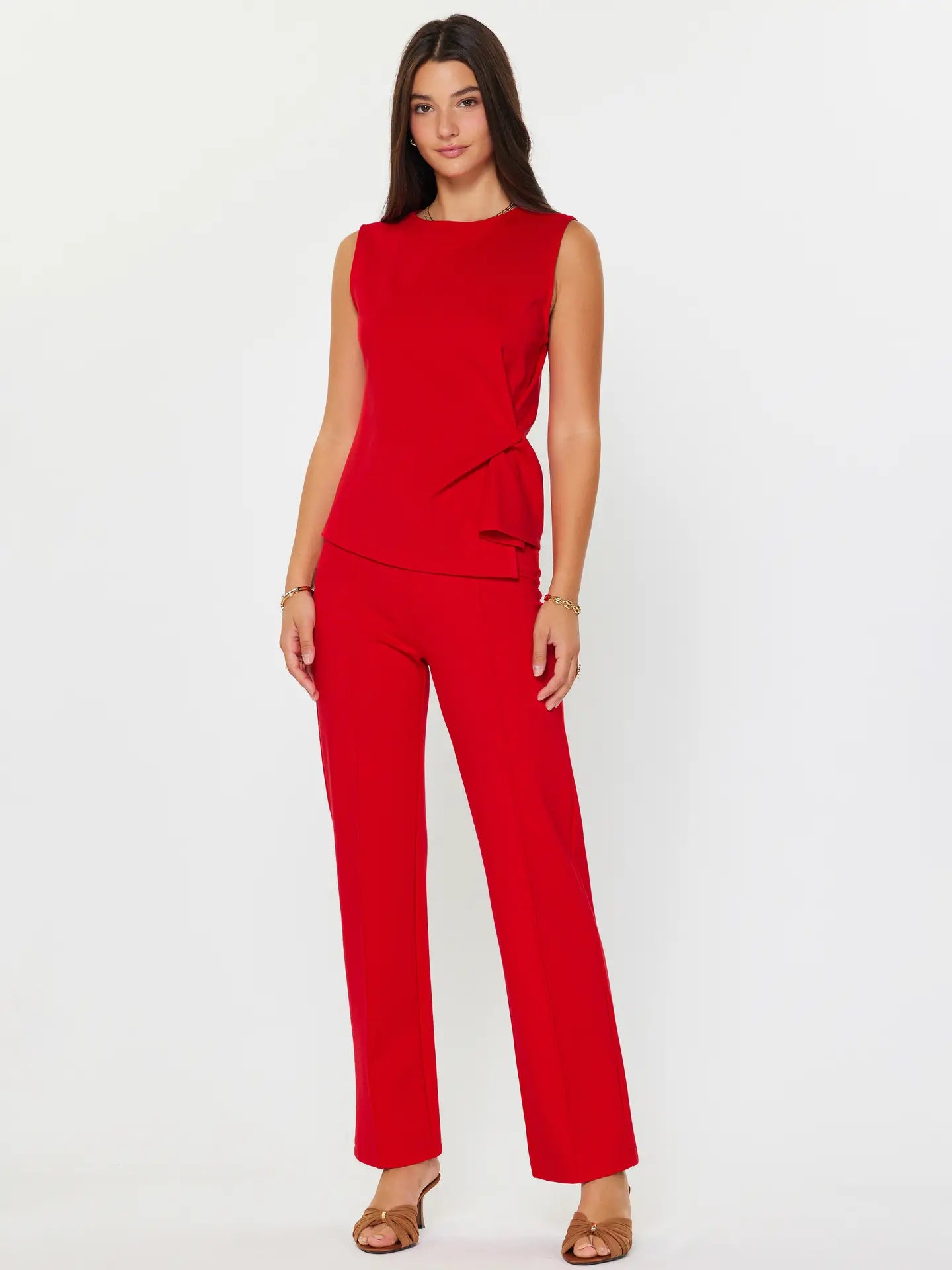 Sleeveless Boat Neck Twist Top