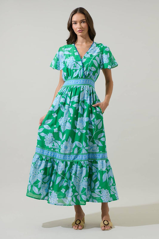 Verbena Floral Ingrida Surplice Maxi Dress