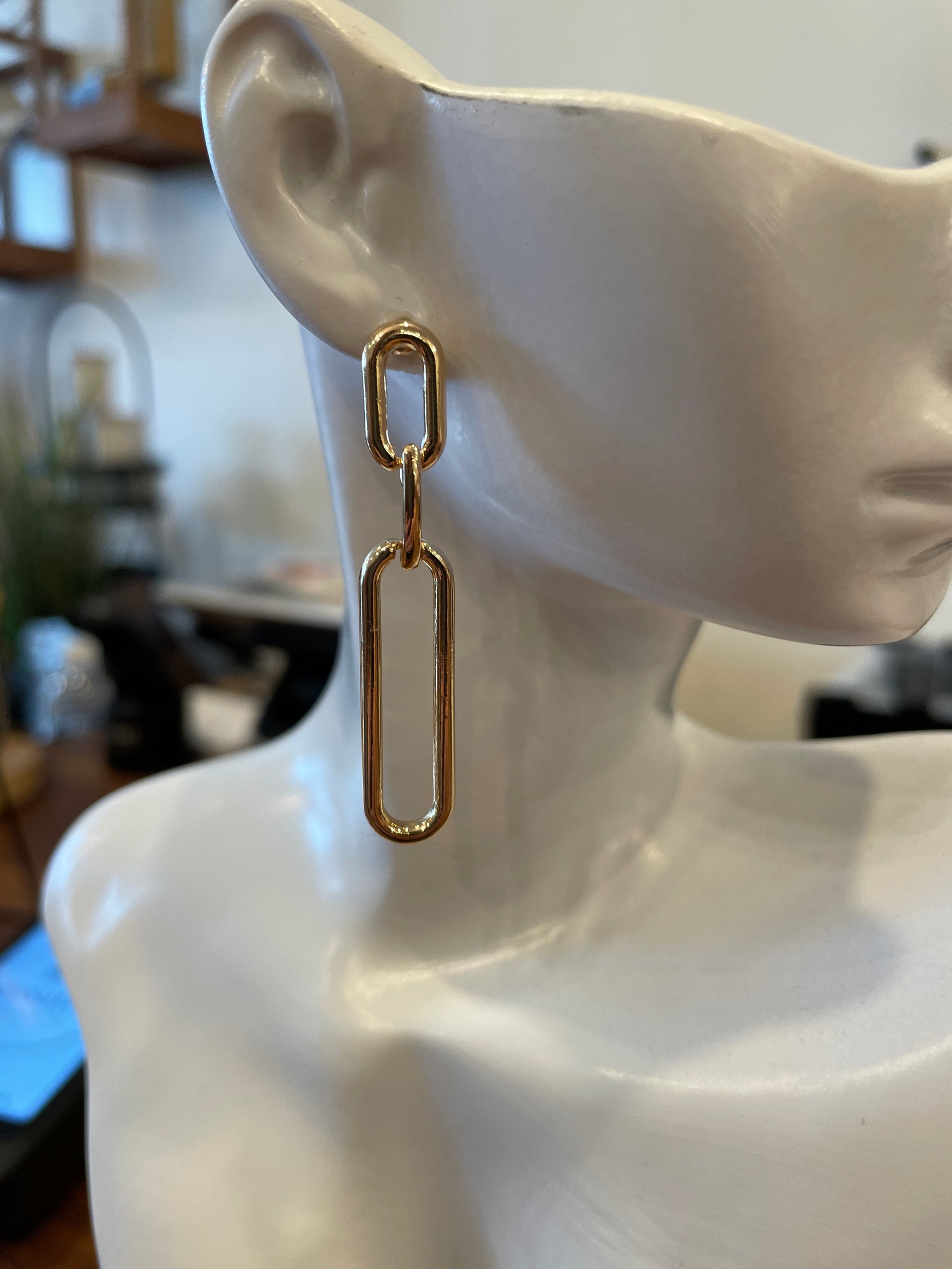 Paperclip Dangle Earrings Golden Stella