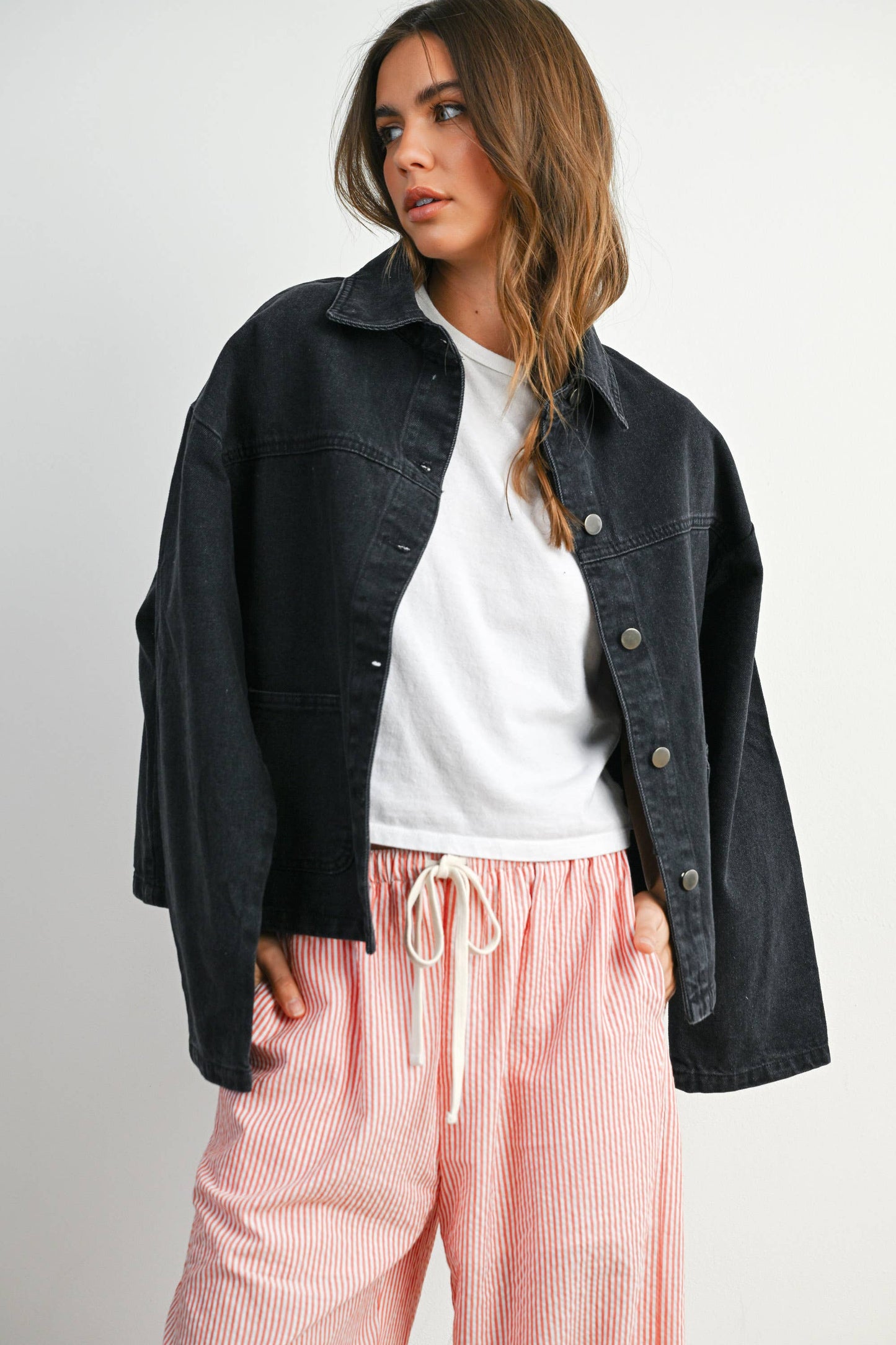Button-Down Jacket with Shirt Collar and Pockets