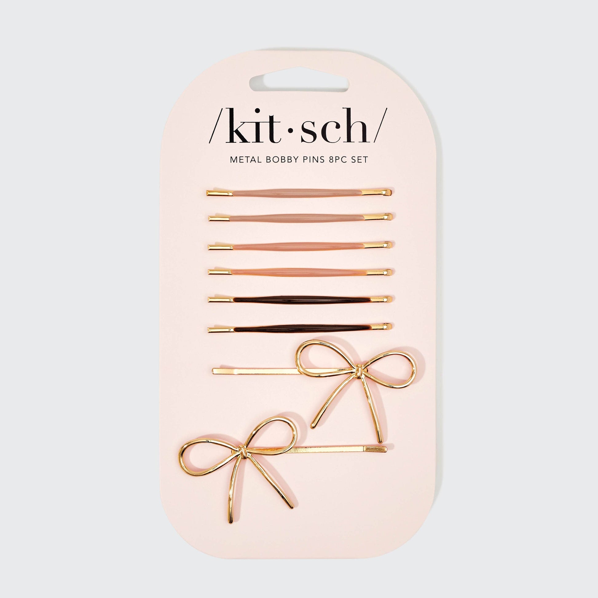 Metal Enamel Cloud & Bow Bobby Pins 8pc Set - Rosewood KITSCH
