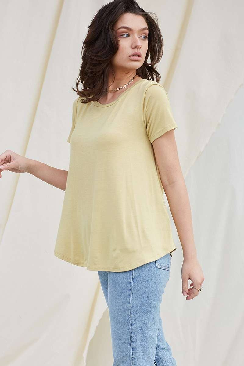 BAMBOO ROUND NECK SHORT SLEEVE BASIC TOP