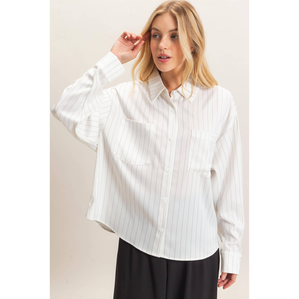 Striped Button-Up Blouse