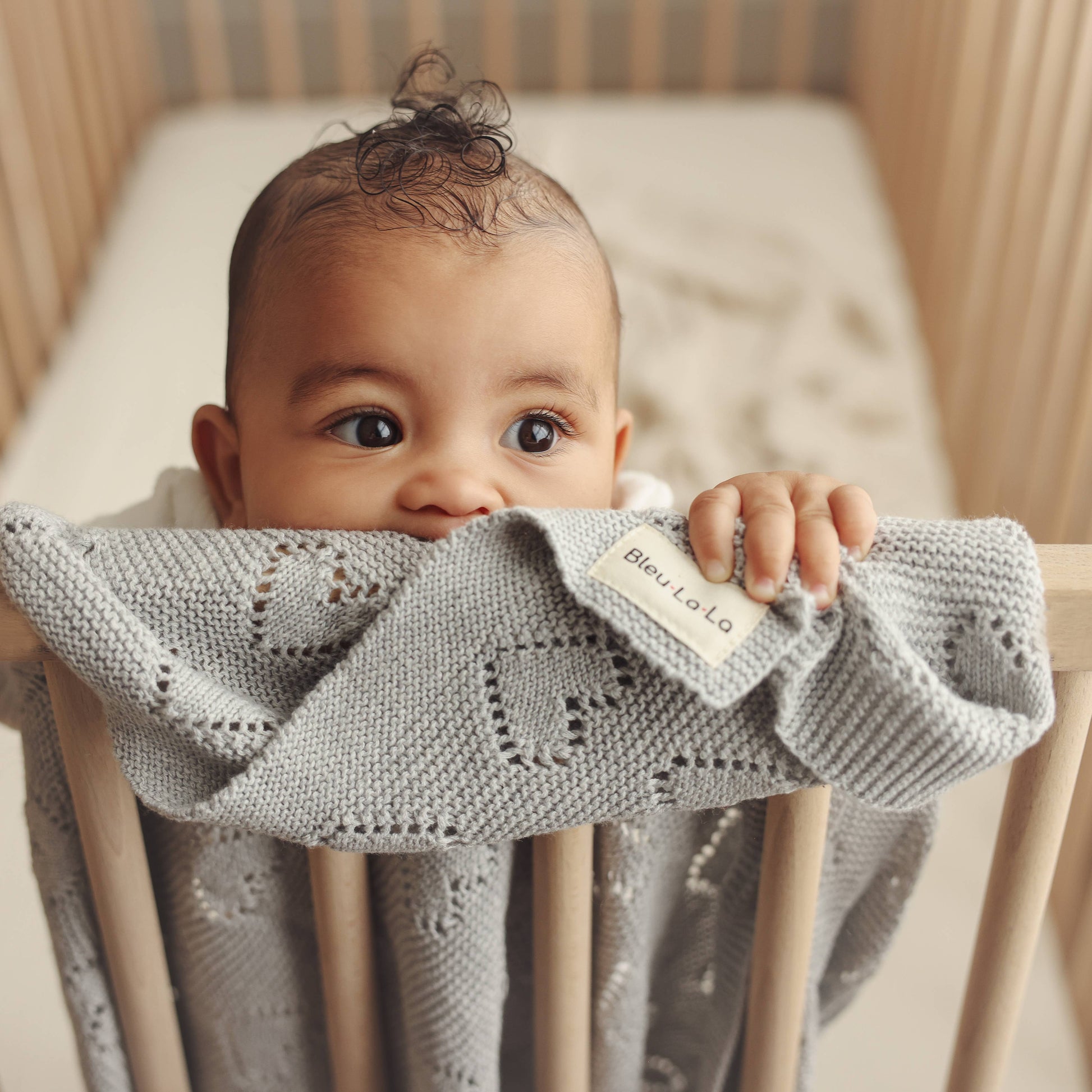 100% Luxury Cotton Receiving Swaddle Baby Blanket - Heart Bleu La La