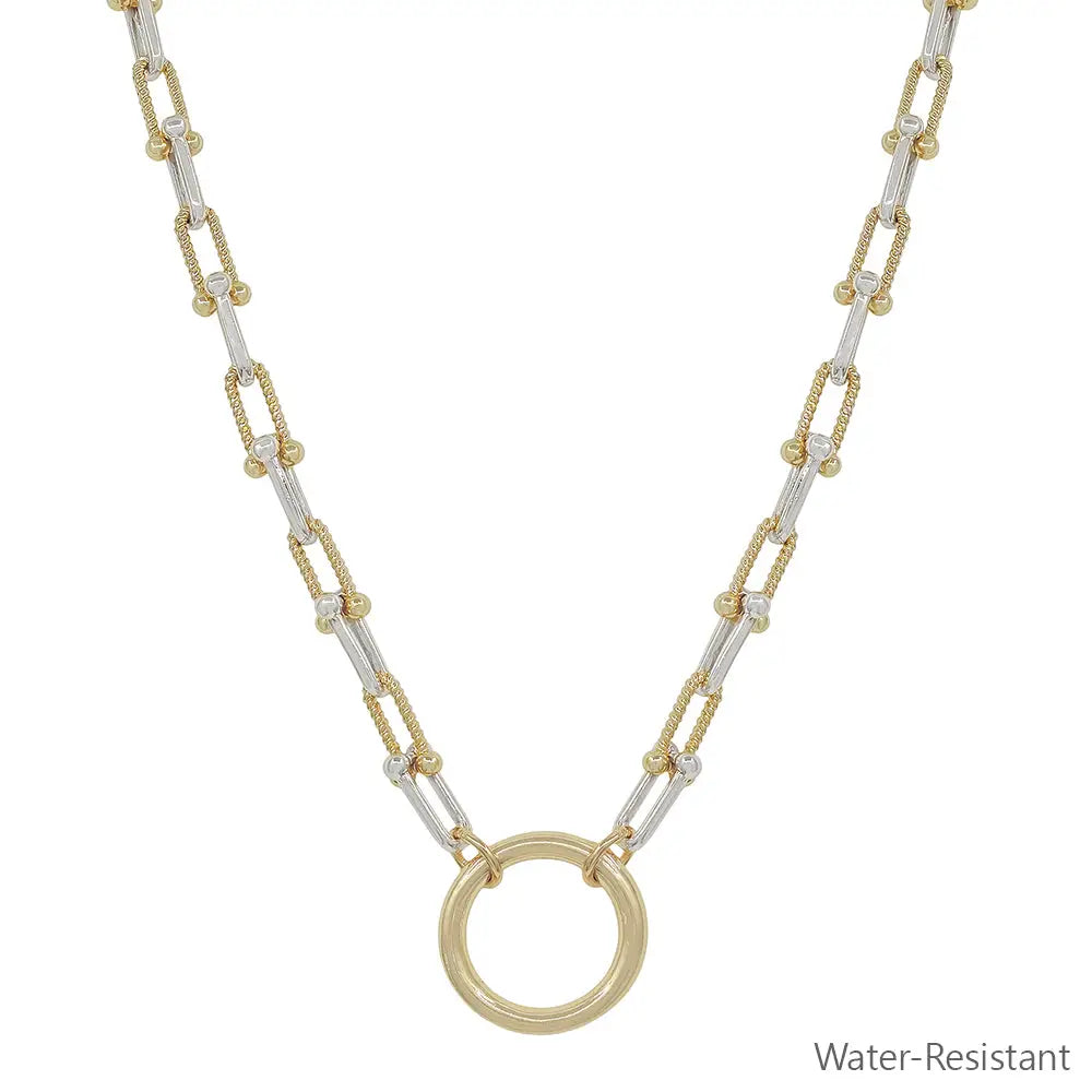 Water Resistant Chunky Chain Open Circle Necklace