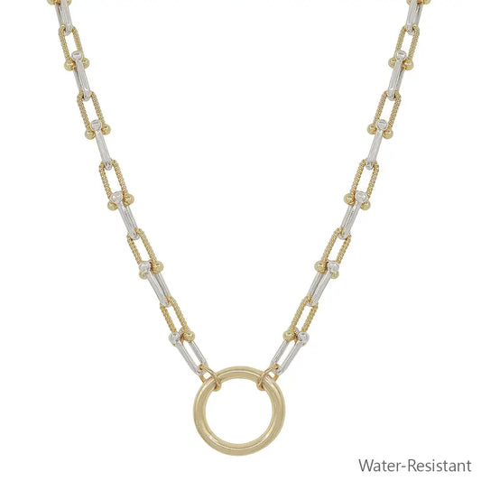 Water Resistant Chunky Chain Open Circle Necklace