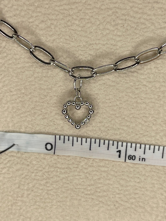 Medium Beaded Heart Outline Charm with Crystal The Charm Bar Company