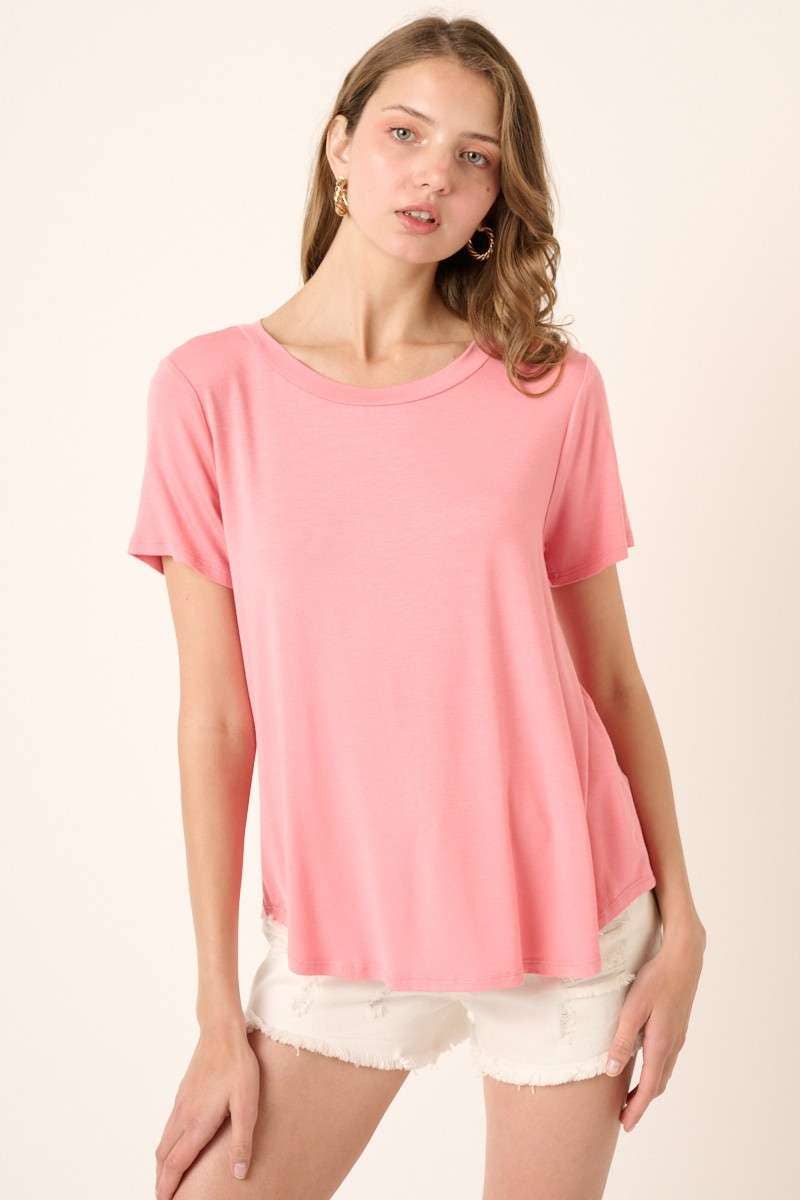 BAMBOO ROUND NECK SHORT SLEEVE BASIC TOP