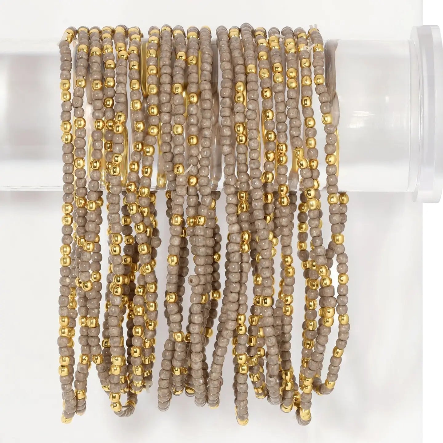 2mm Single Color Seed Bead Bracelet with Gold bead Accent