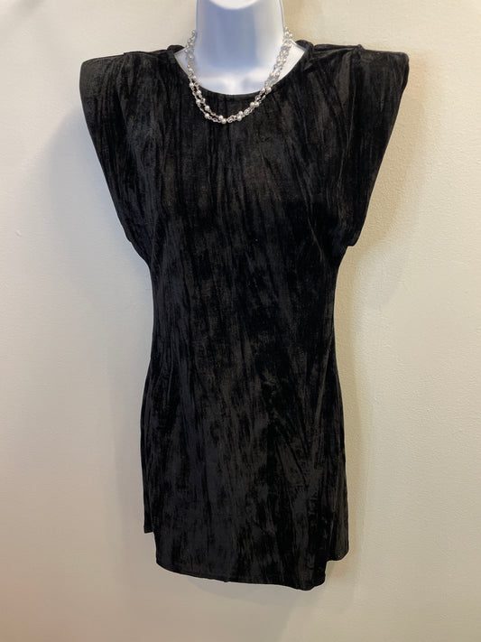 Velvet Fitted Mini Dress with Shoulder Pads Very J