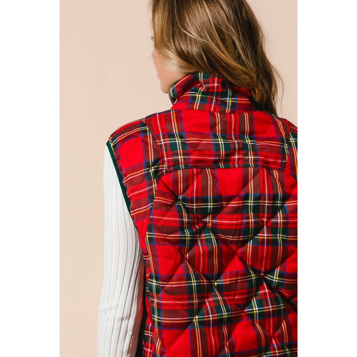 VINTAGE CHRISTMAS PLAID QUILTING VEST