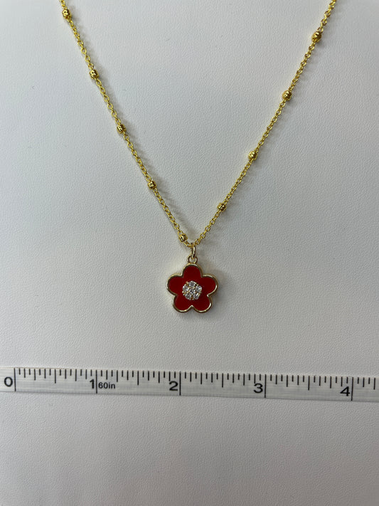 Medium Enamel Filled Flower Charm with Crystal Origami Owl