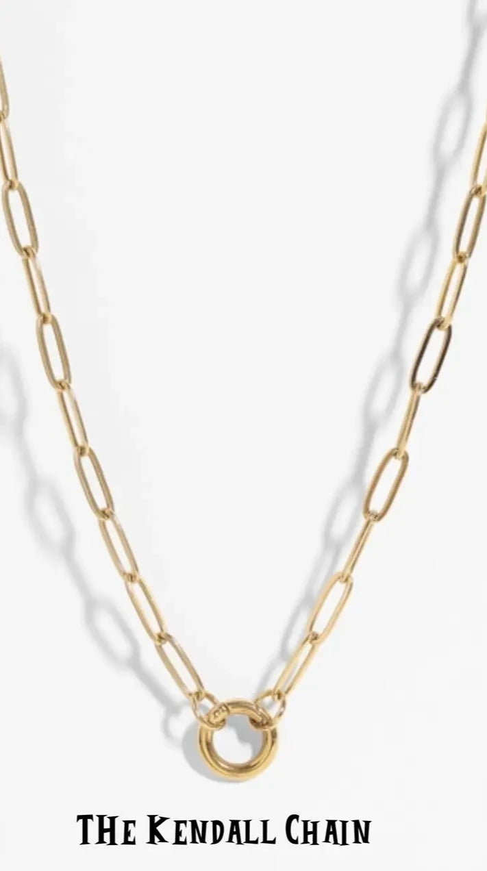 Kendall 14k Gold Plated Paperclip Chain with Charm Holder Deep South Originals, LLC
