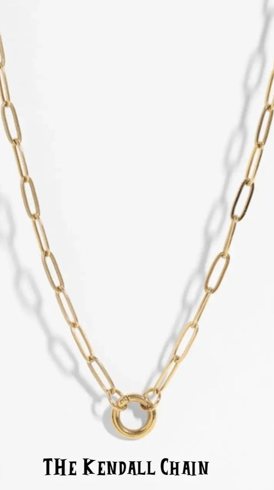 Kendall 14k Gold Plated Paperclip Chain with Charm Holder Deep South Originals, LLC