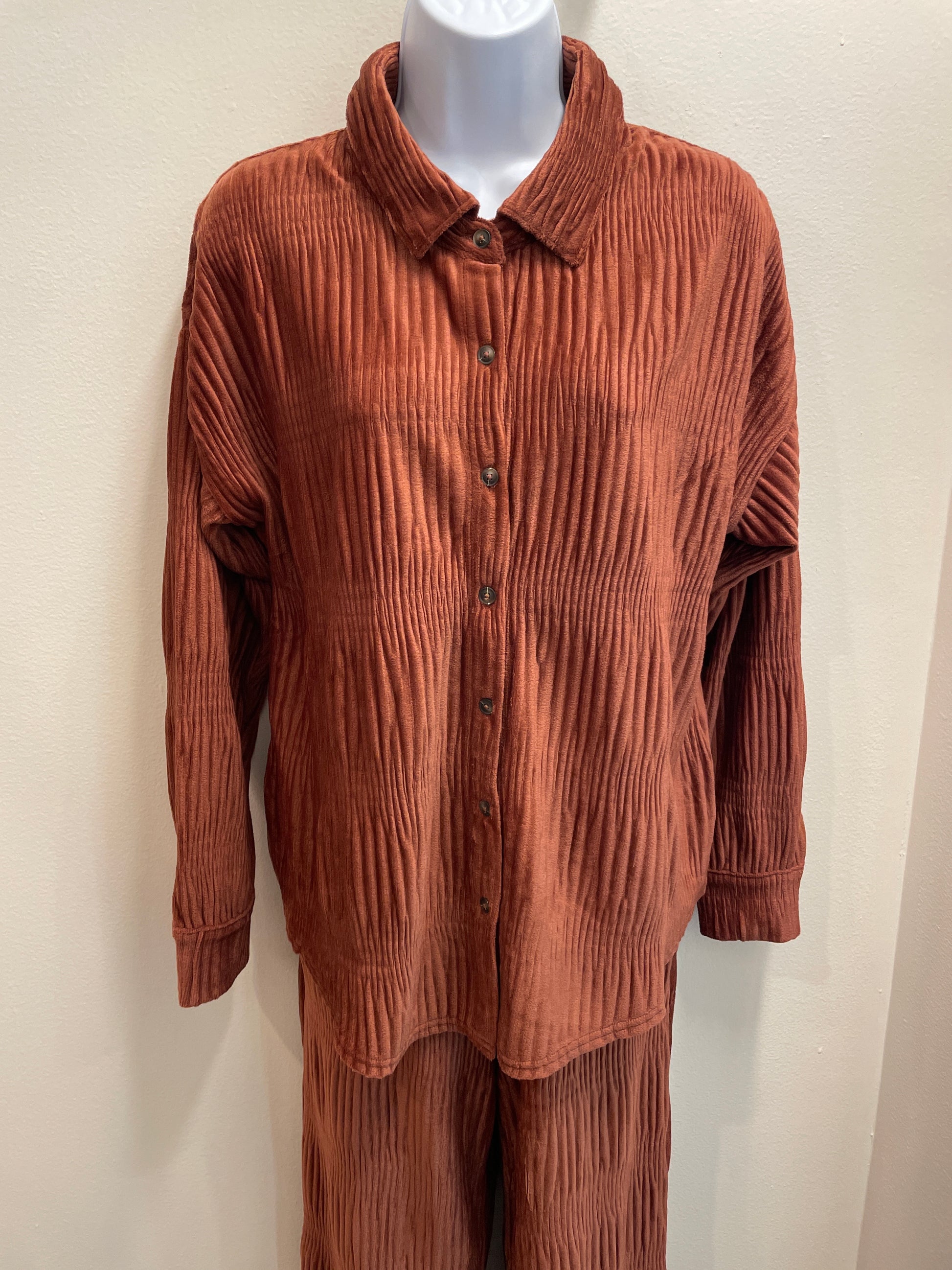 Crinkled Soft Velvet Comfy Oversized Shirt Top Very J