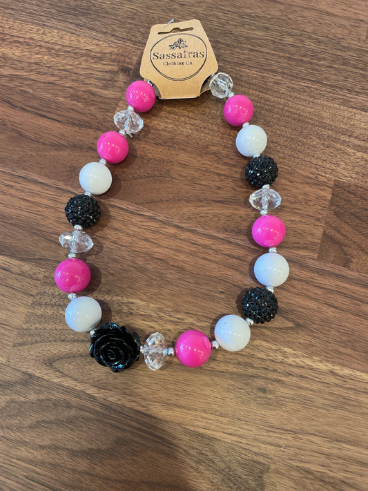 Kids Black Rose Bubblegum Bead Necklace The Twinkled Twig