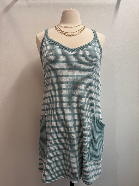 Stripe Wave Rib Mini Romper Dress