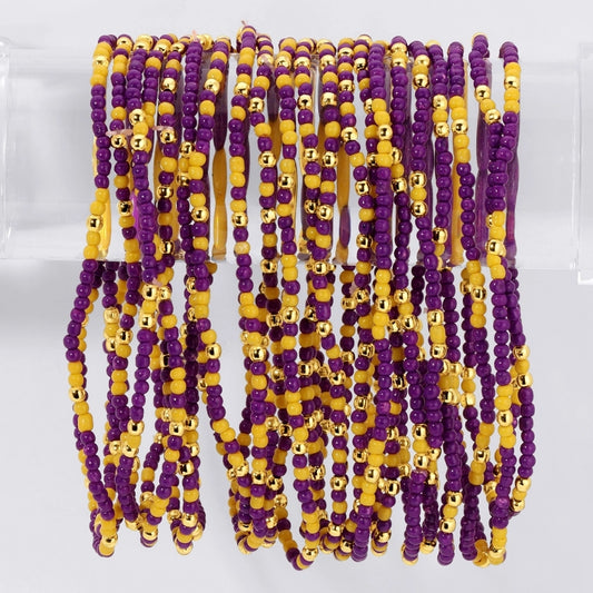 2mm Stretch Seed Bead Bracelets with Gold Bead Accents