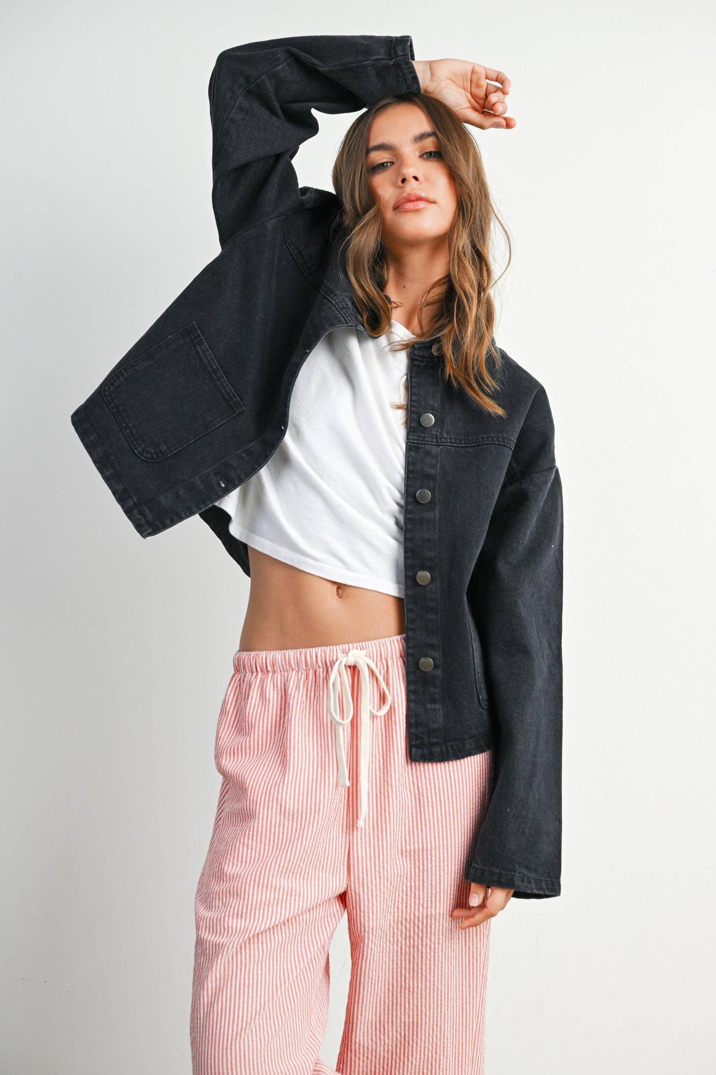 Button-Down Jacket with Shirt Collar and Pockets