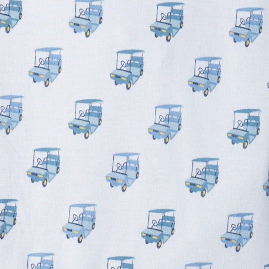 Sailor Romper - Golf Carts on Baby Blue - 100% Pima Cotton Feather Baby
