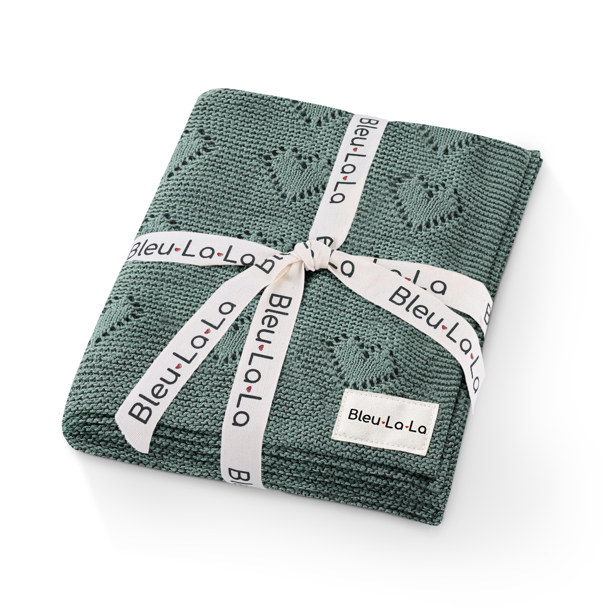 100% Luxury Cotton Receiving Swaddle Baby Blanket - Heart Bleu La La