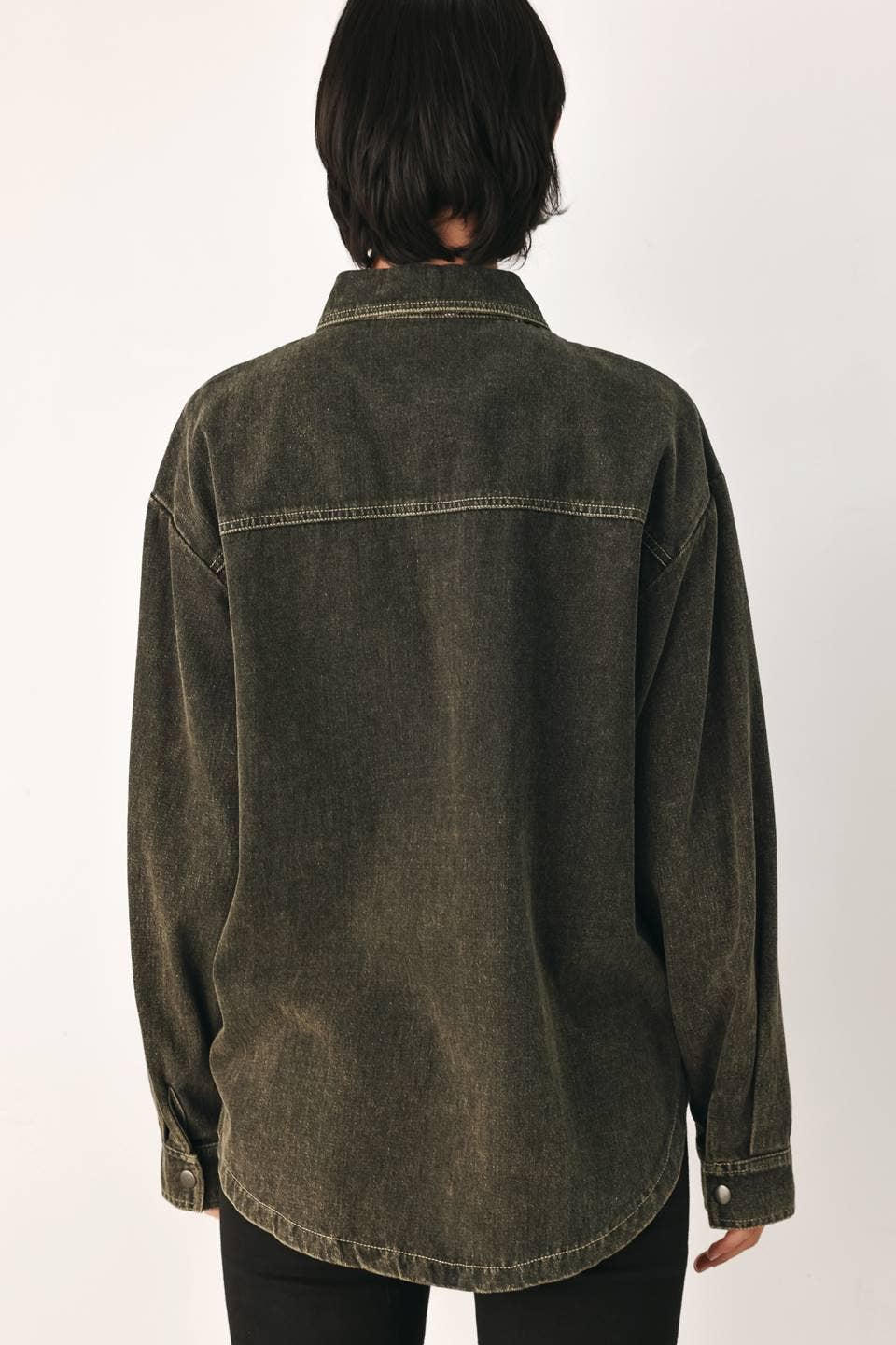 Overdyed top featuring shirt collar