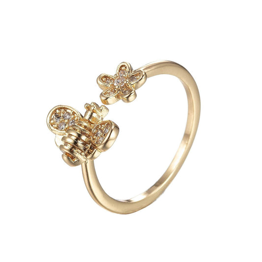 Gold Bee Adjustable Open Ring