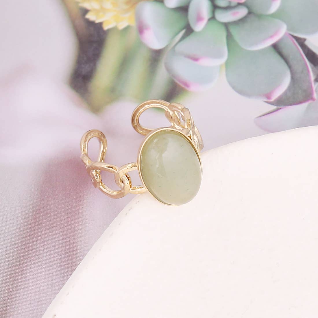 Stainless Steel Inlaid  Stone Gold-plated Rings - FGS/CS