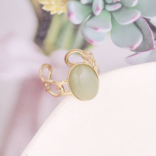 Stainless Steel Inlaid  Stone Gold-plated Rings - FGS/CS