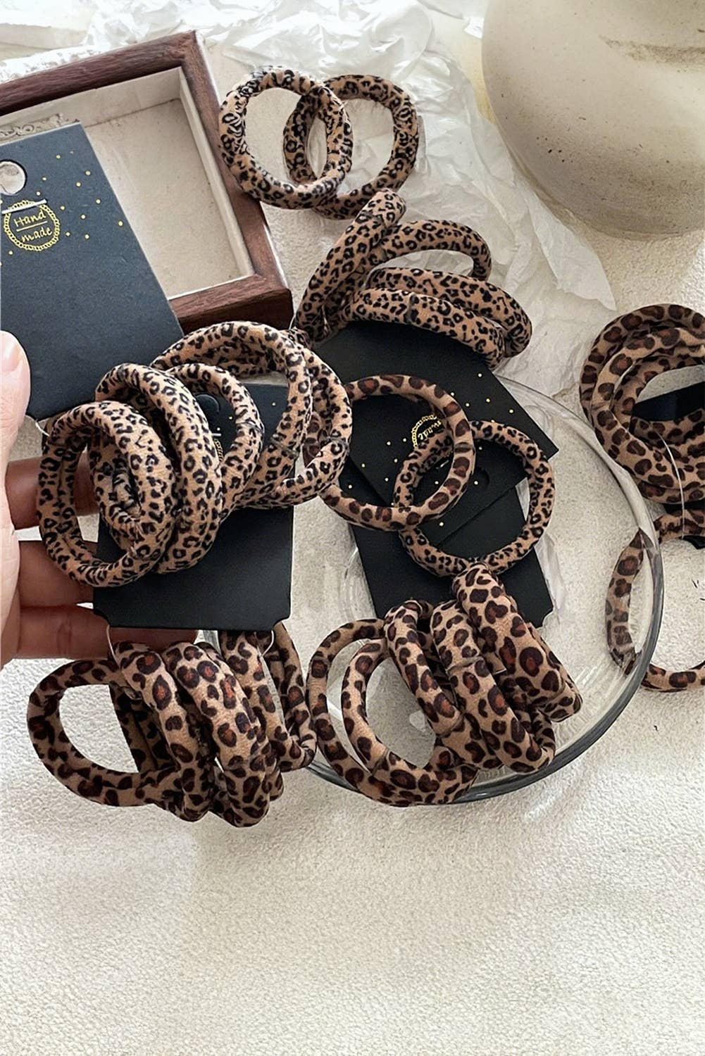 Leopard Elastic Hair Tie 5pcs Set