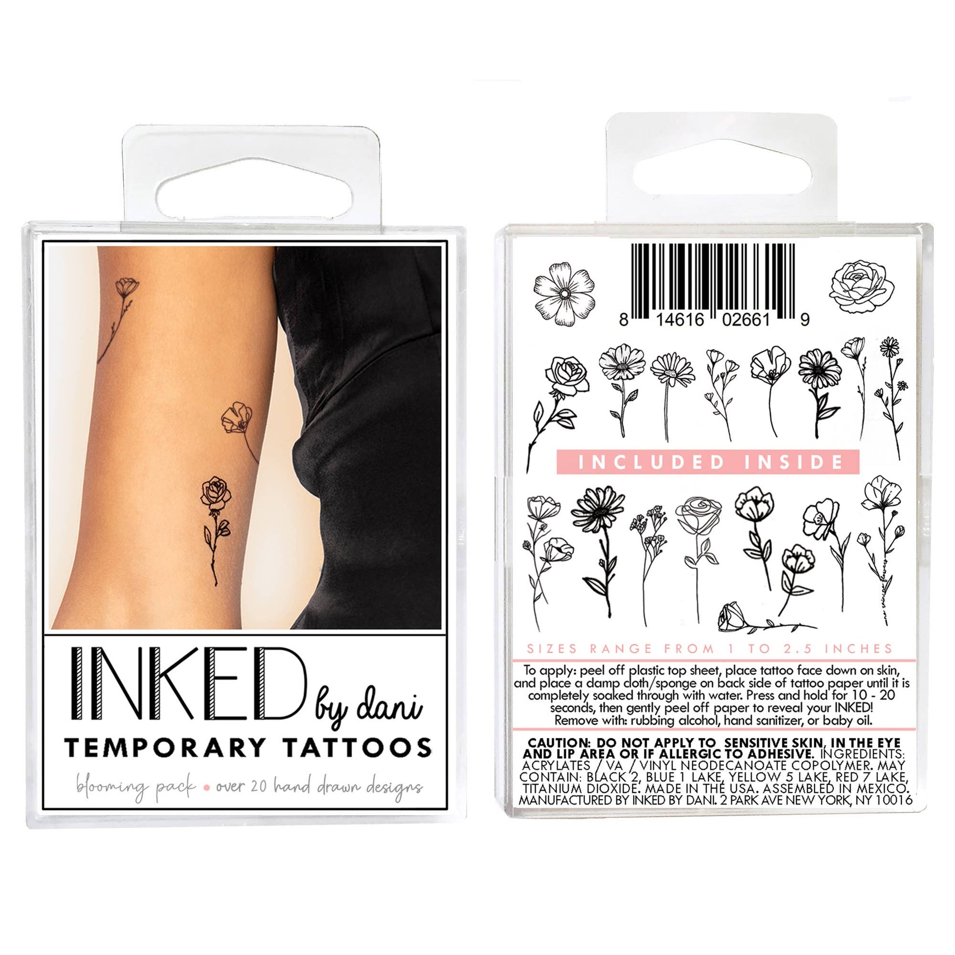 Blooming Temporary Tattoo Pack INKED by Dani