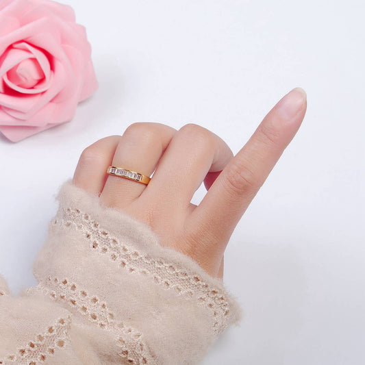 Minimalist Clear CZ Baguette Geometric Ring