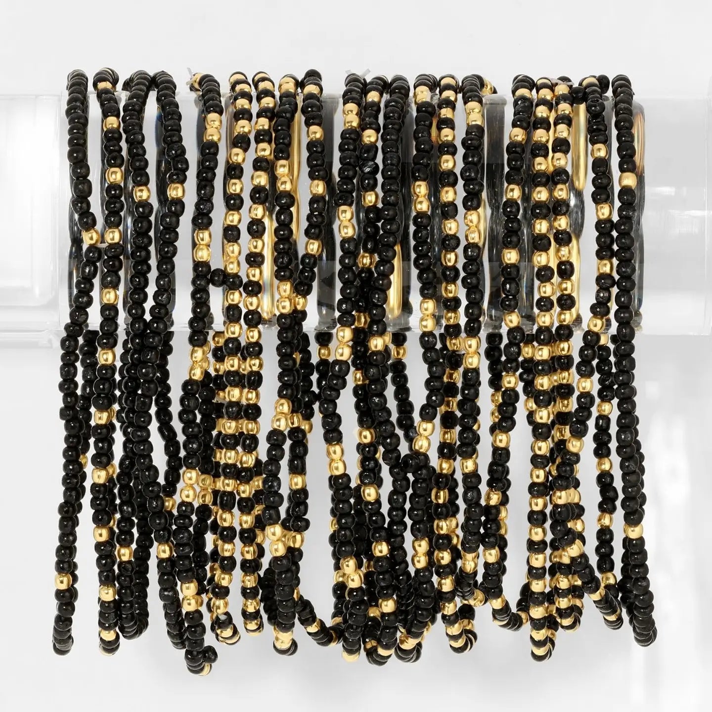 2mm Single Color Seed Bead Bracelet with Gold bead Accent