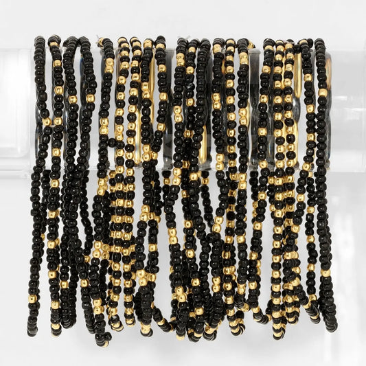 2mm Single Color Seed Bead Bracelet with Gold bead Accent