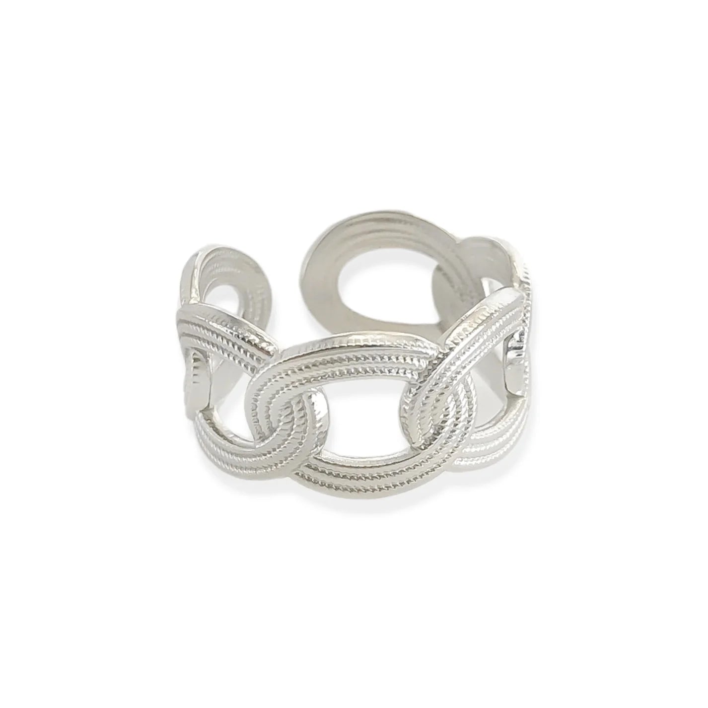 Twist Curb Chain Water-Resistant Adjustable RIng OMG Blings