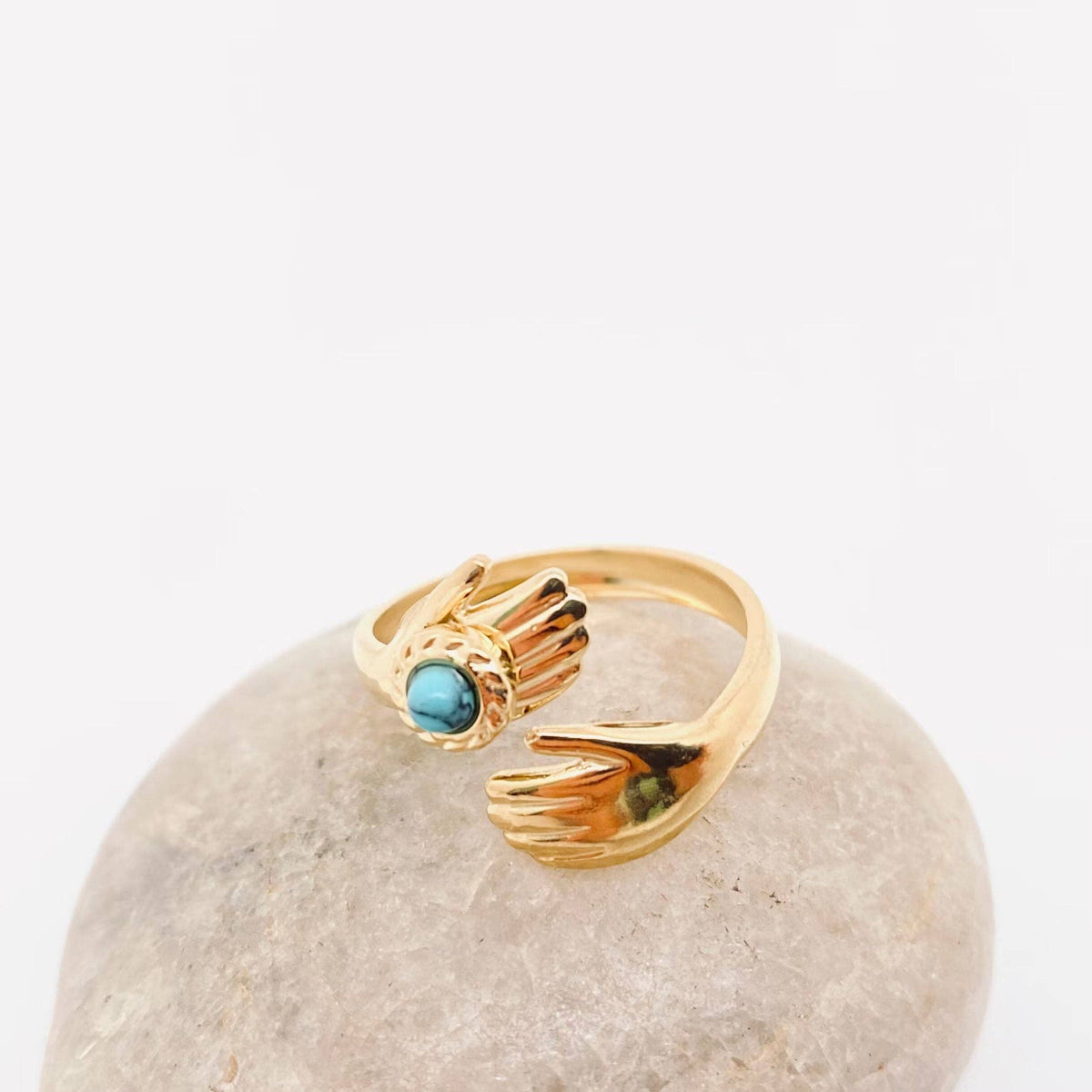 Stainless Steel Inlaid  Stone Gold-plated Rings - FGS/CS