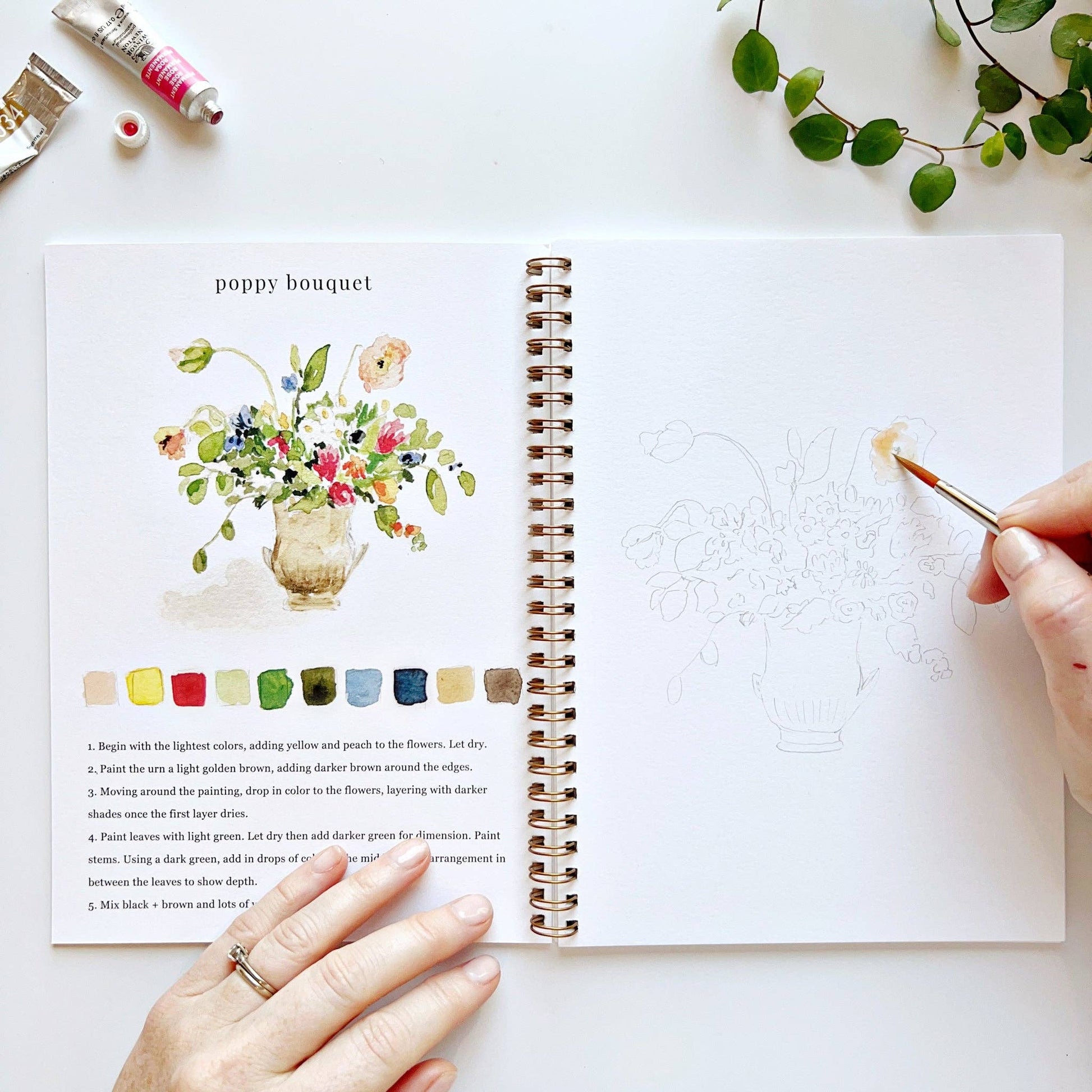 Bouquets watercolor workbook emily lex studio