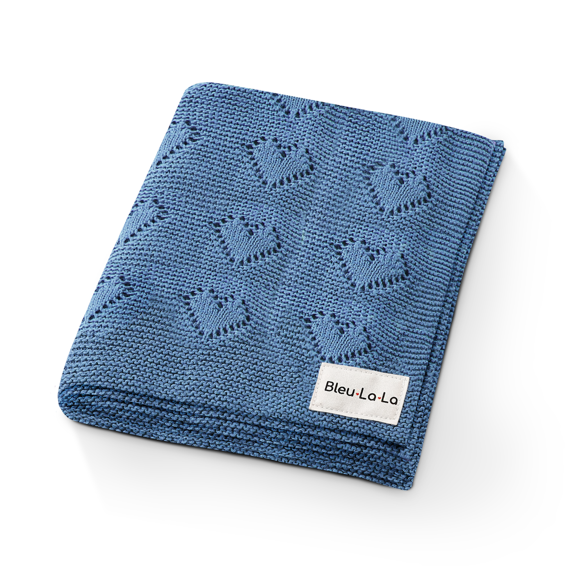 100% Luxury Cotton Receiving Swaddle Baby Blanket - Heart Bleu La La
