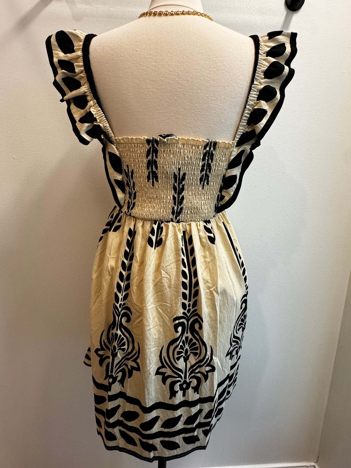 Ruffle Sleeve Pleated Baby Doll Dress