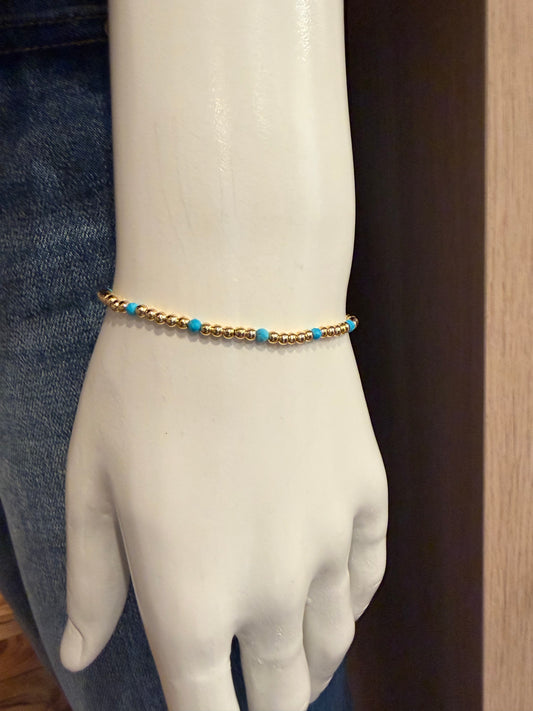 Turquoise Bead Stretch Bracelet
