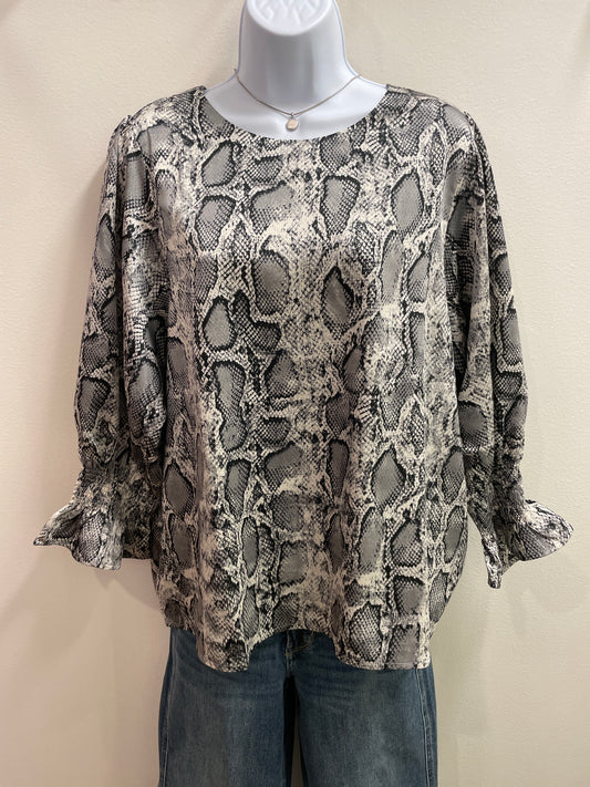 Snake Animal Print Smocked Sleeve Blouse Top and the why
