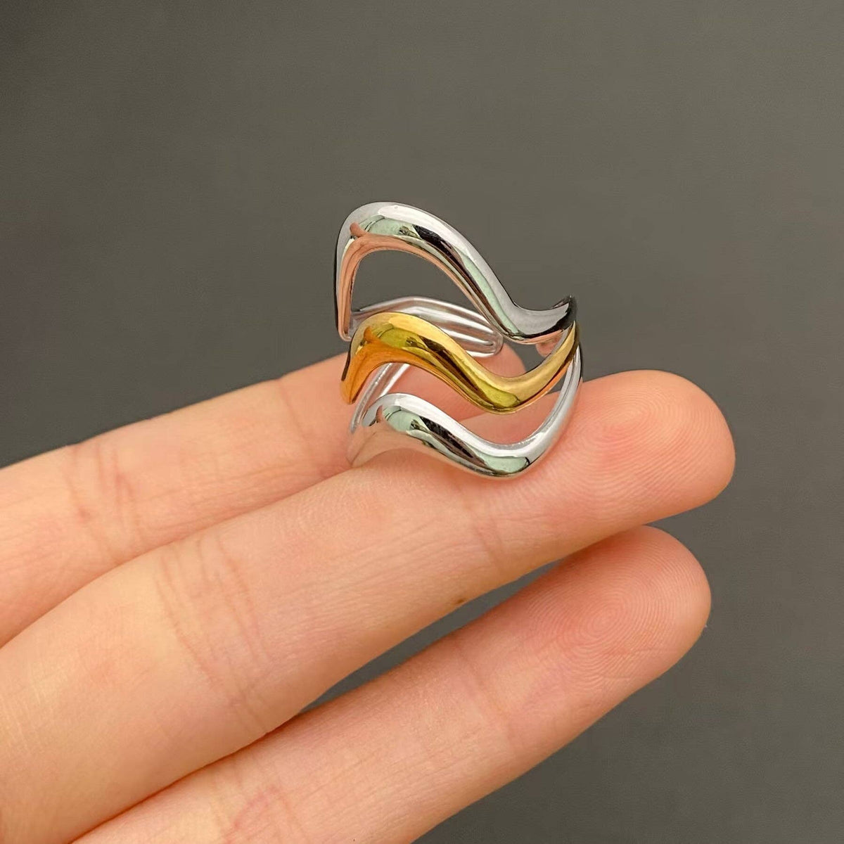 Multi Style 18K Gold Plated S.Steel Geometric Ring - FGS
