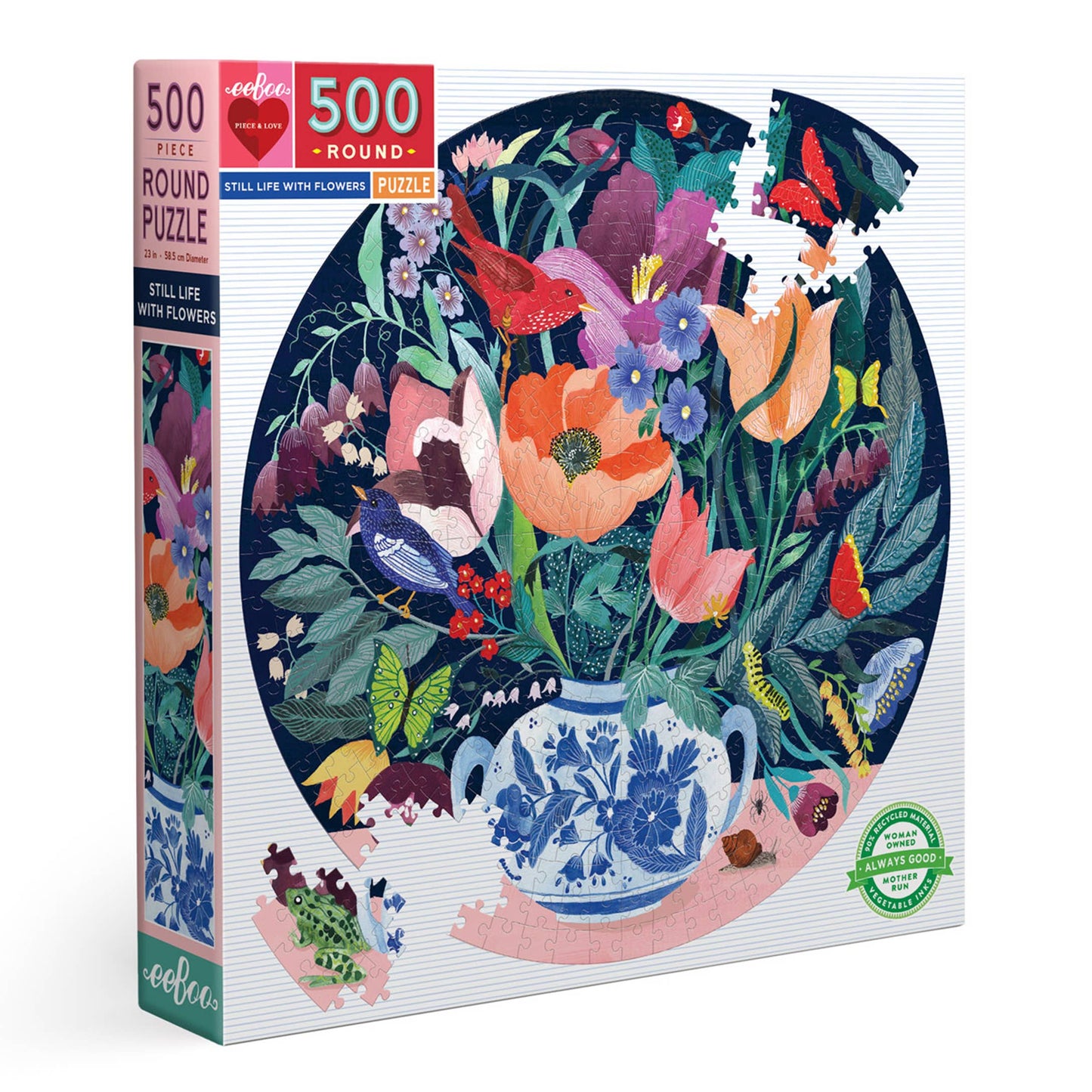 Still Life with Flowers 500 Piece Round Puzzle eeBoo