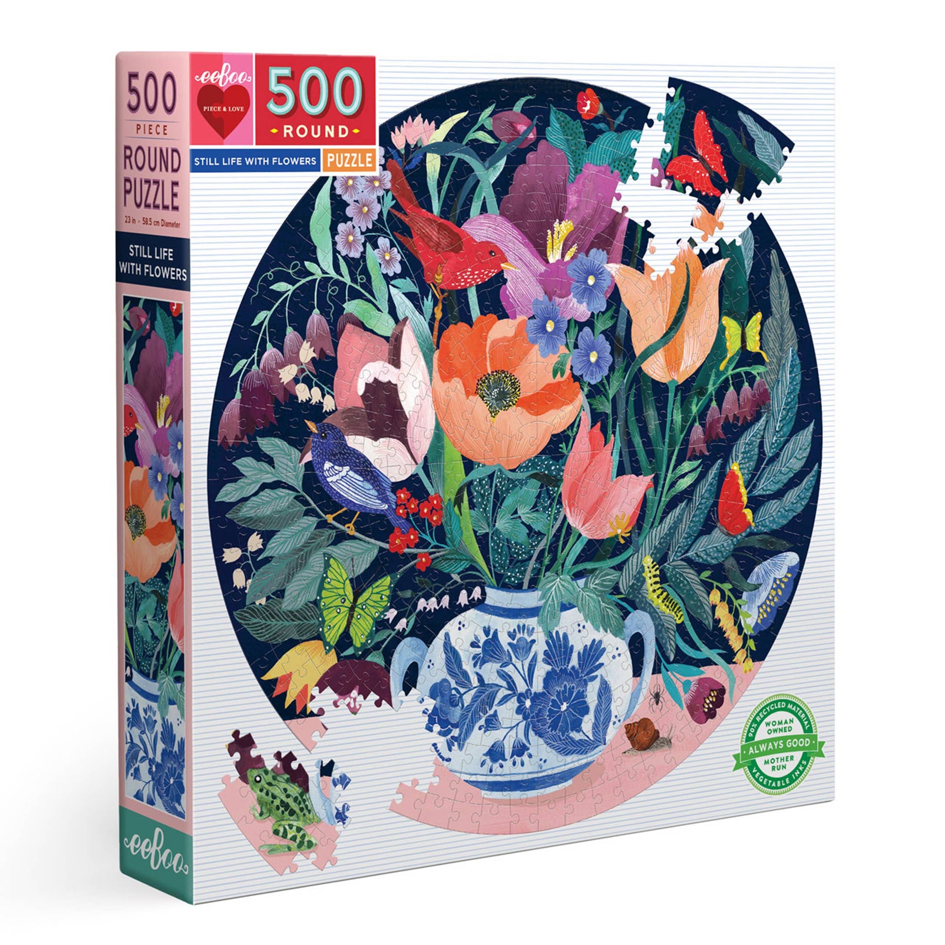 Still Life with Flowers 500 Piece Round Puzzle eeBoo