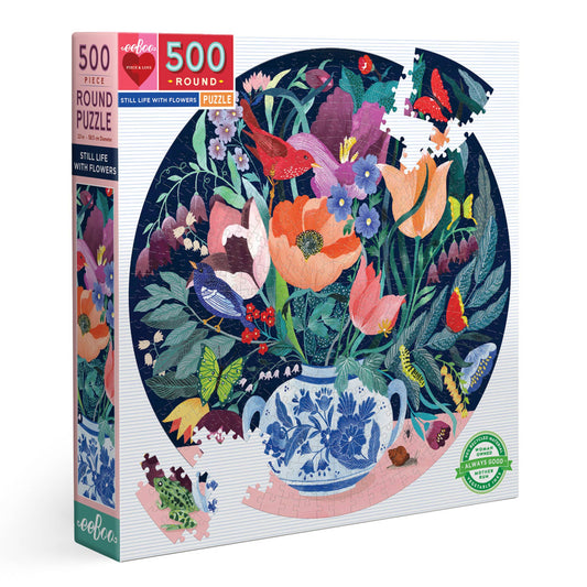 Still Life with Flowers 500 Piece Round Puzzle eeBoo