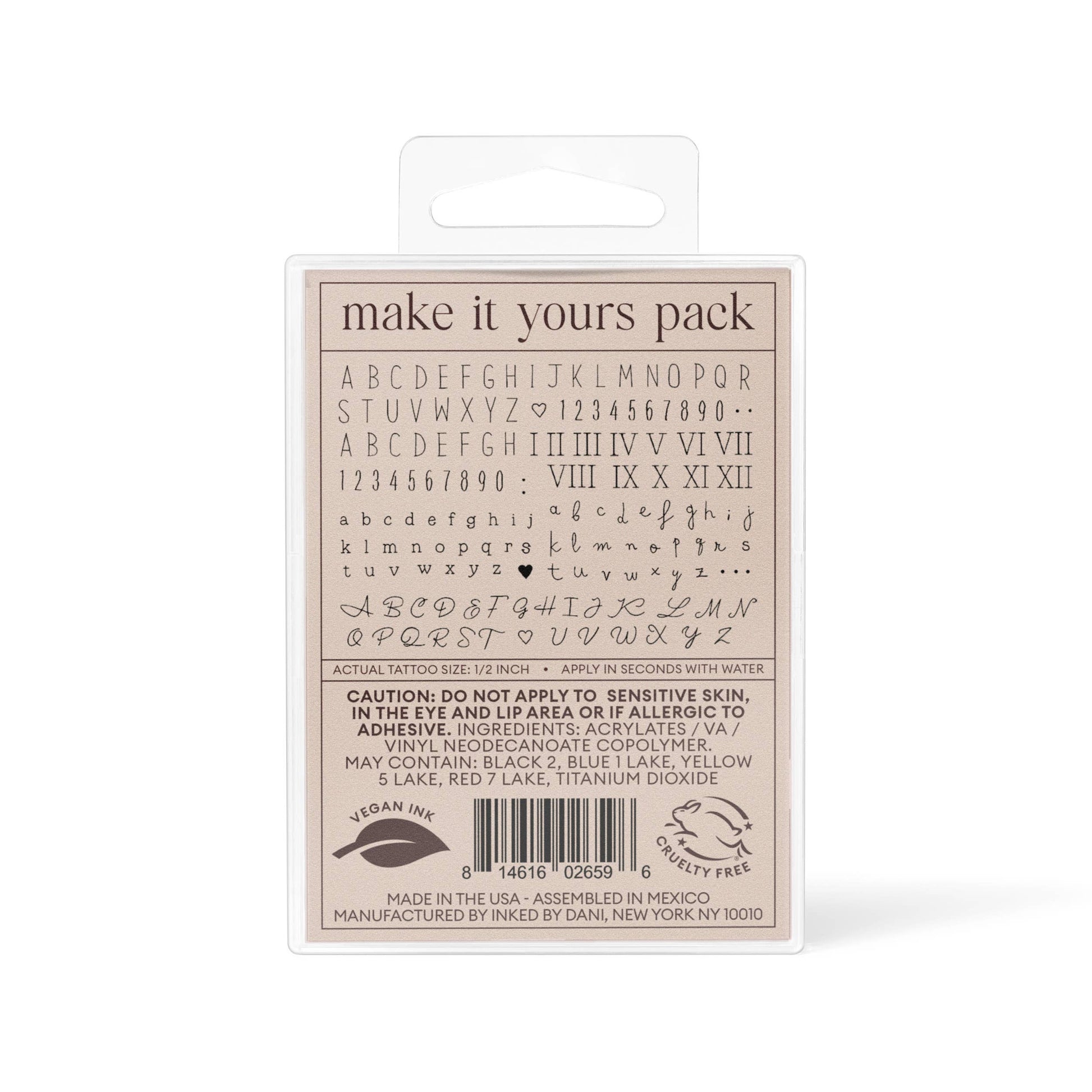 Make It Yours Temporary Tattoo Pack INKED by Dani
