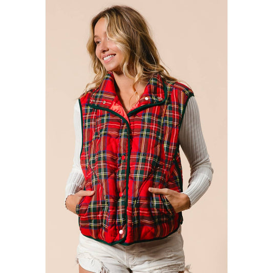 VINTAGE CHRISTMAS PLAID QUILTING VEST