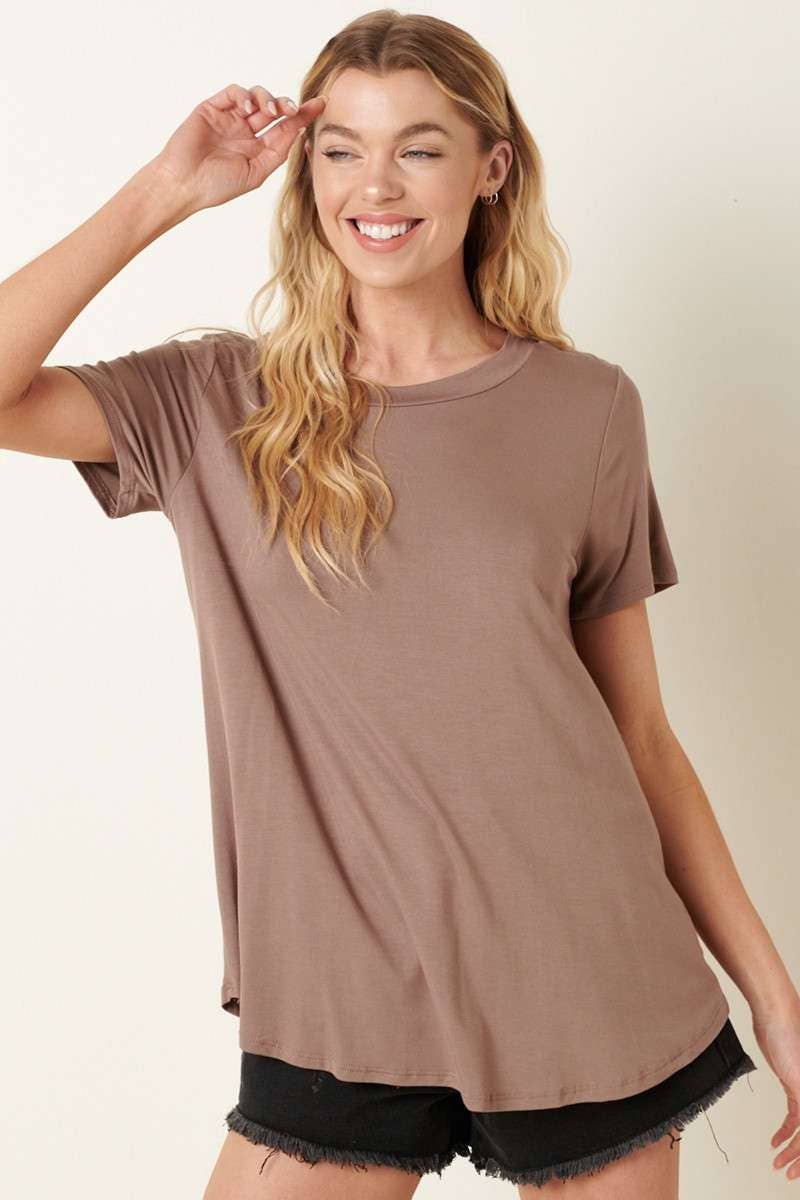 BAMBOO ROUND NECK SHORT SLEEVE BASIC TOP